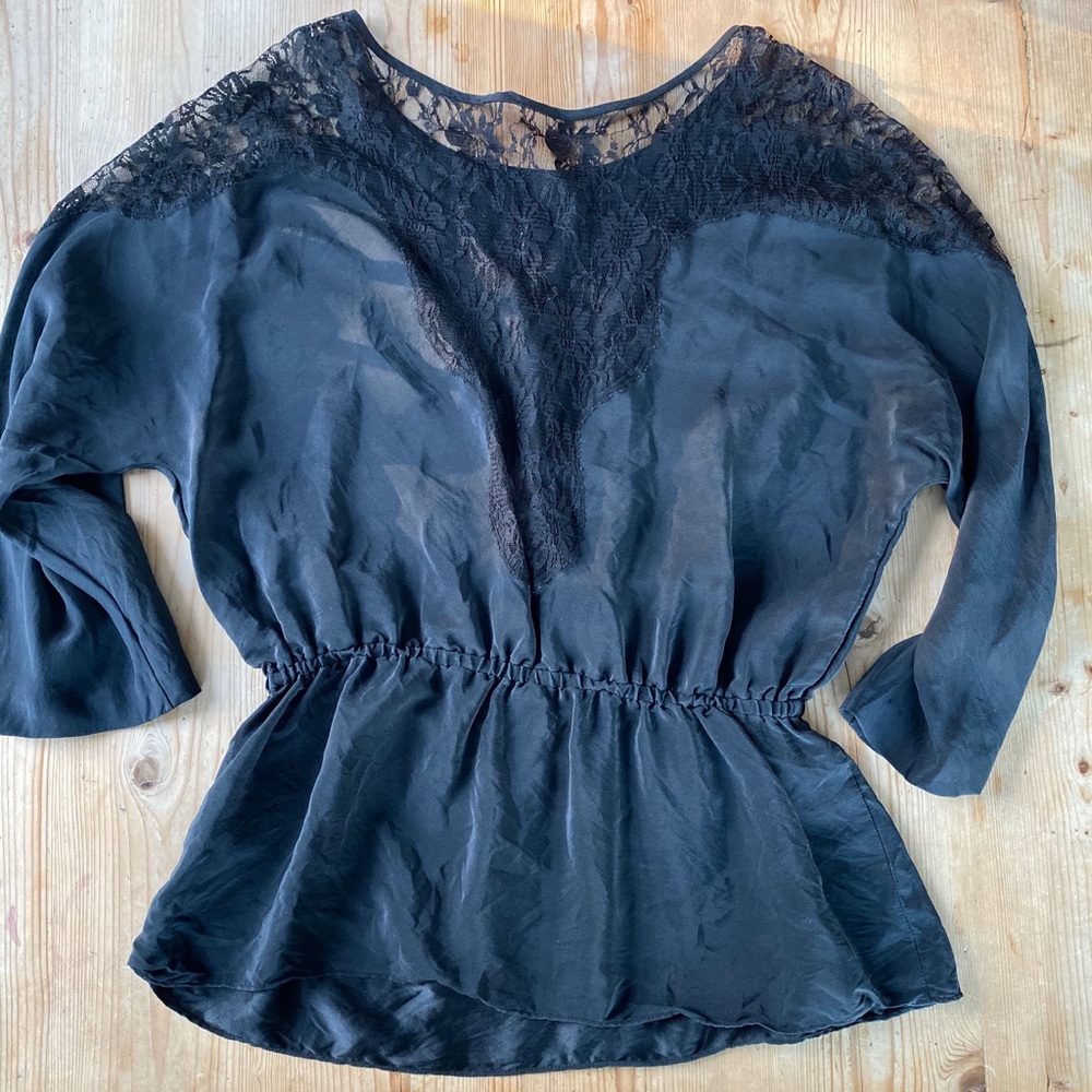 Parker silk blouse with lace details, size L